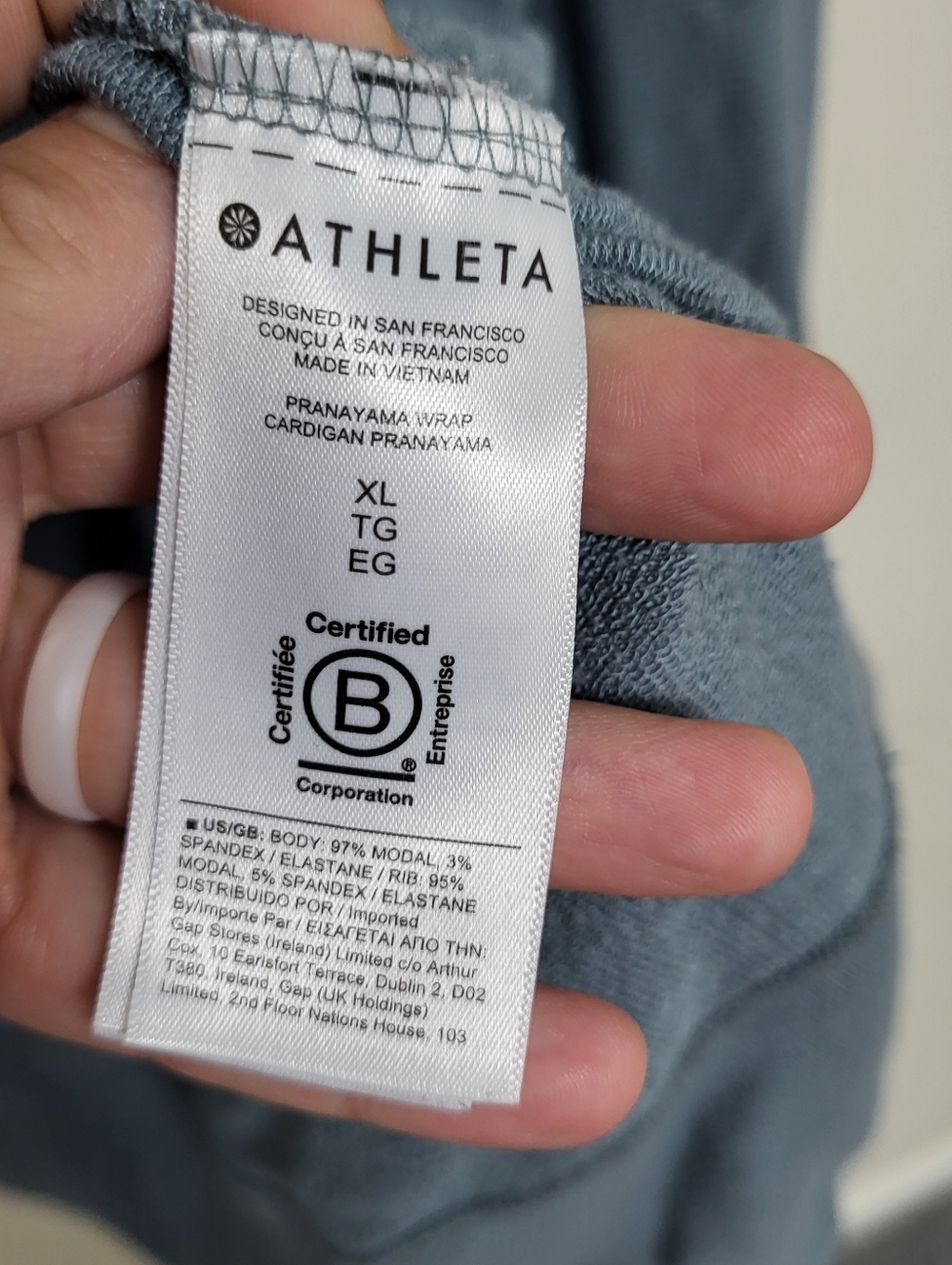 Athleta Pranayama Wrap Sweater Cardigan Sz XL Yogi Athleisure Blue - Picture 6 of 6